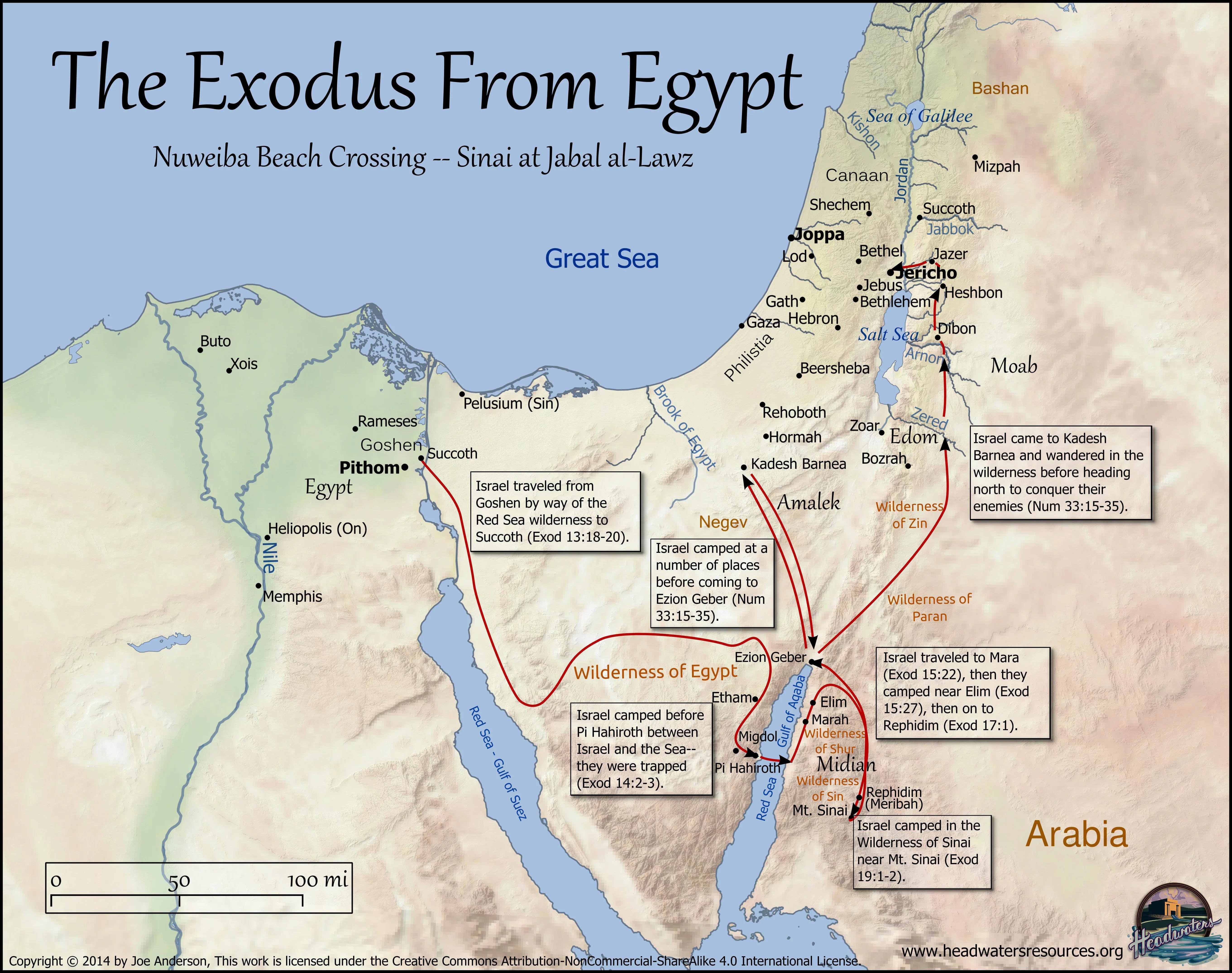 The Exodus From Egypt map