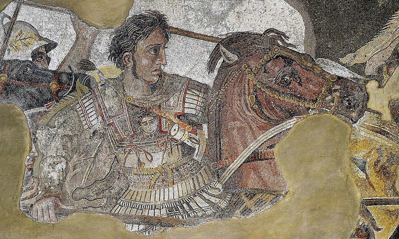 Detail of Alexander the Great in the ancient Alexander Mosaic