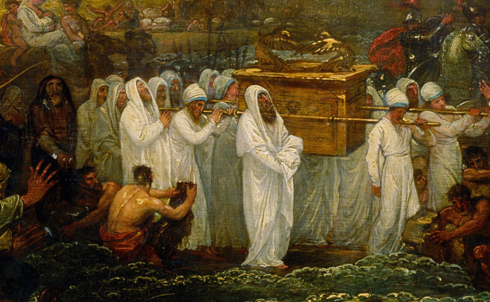 Joshua crossing the Jordan with the Ark of the Covenant, painted by Benjamin West